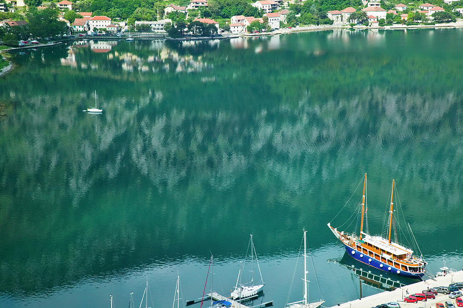 Boat Digital Art - Kotor Harbor, Montenegro by Walter Bibikow