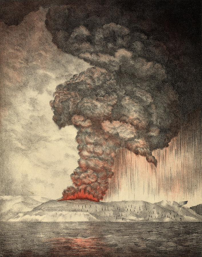 Krakatoa Erupts Photograph by Hulton Archive