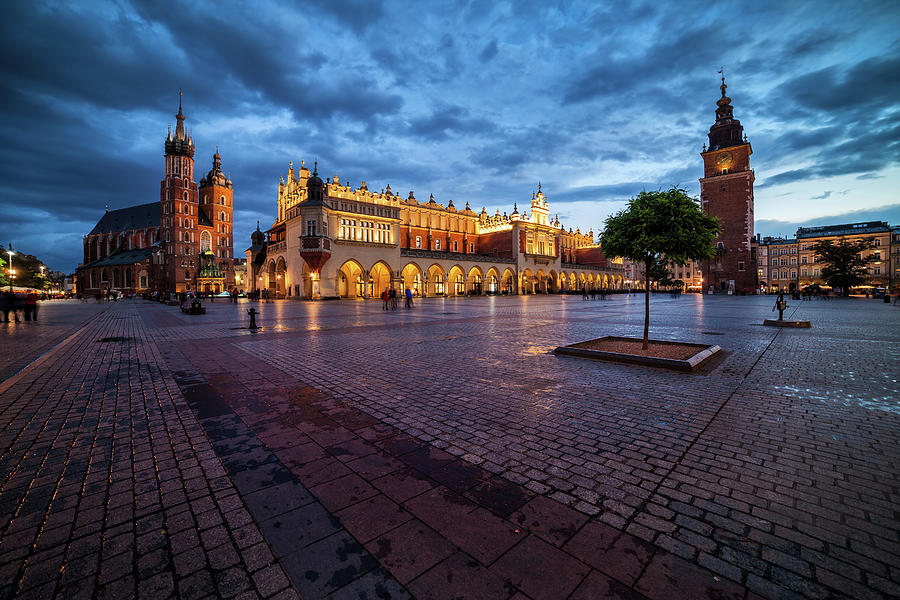 Krakow Old Town Main Square At Dusk Photograph by Artur Bogacki - Fine ...