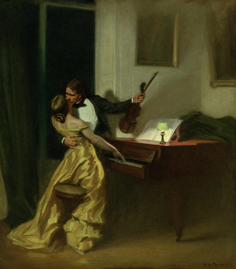 Violin Painting - Kreutzer Sonata, 19th century by Rene Francois Xavier Prinet