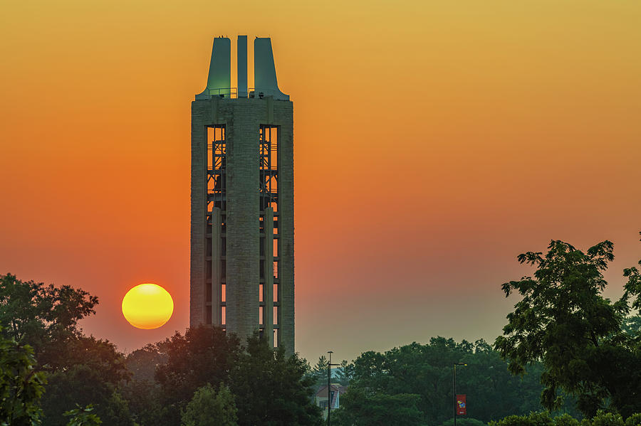 University Of Kansas Photograph - KU Campanile Bell Tower Sunrise - Lawrence Kansas by Gregory Ballos