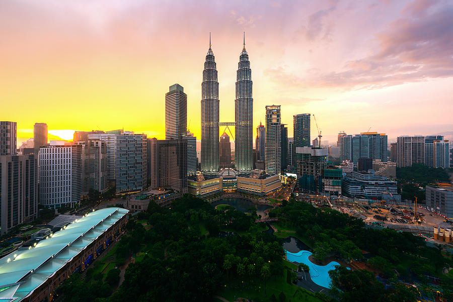 Kuala Lumpur City Skyline At Dusk Photograph by Prasit Rodphan - Fine ...