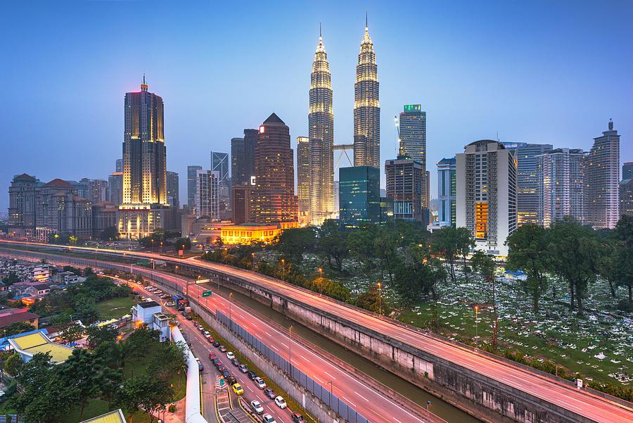 Architecture Photograph - Kuala Lumpur, Malaysia Highways by Sean Pavone