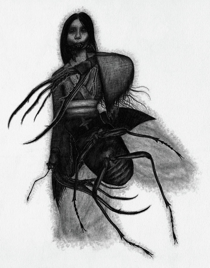 Kuchisake-onna The Slit Mouthed Woman Ghost - Artwork Drawing by Ryan Nieves