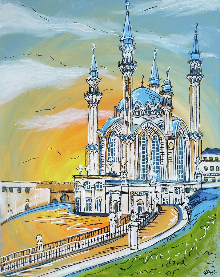 Kul Sharif Mosque Painting by Laura Hol Art