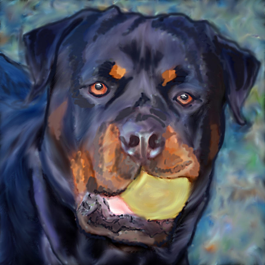 Kuma - Rottweiler Painting by Jeanette Mahoney