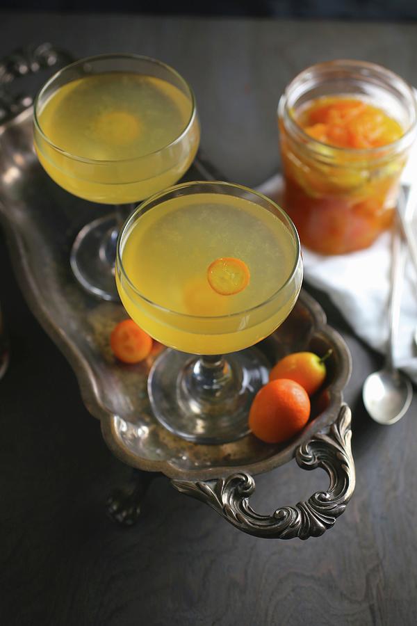 Kumquat Cocktails On A Silver Tray Photograph By Emily Clifton Fine Art America