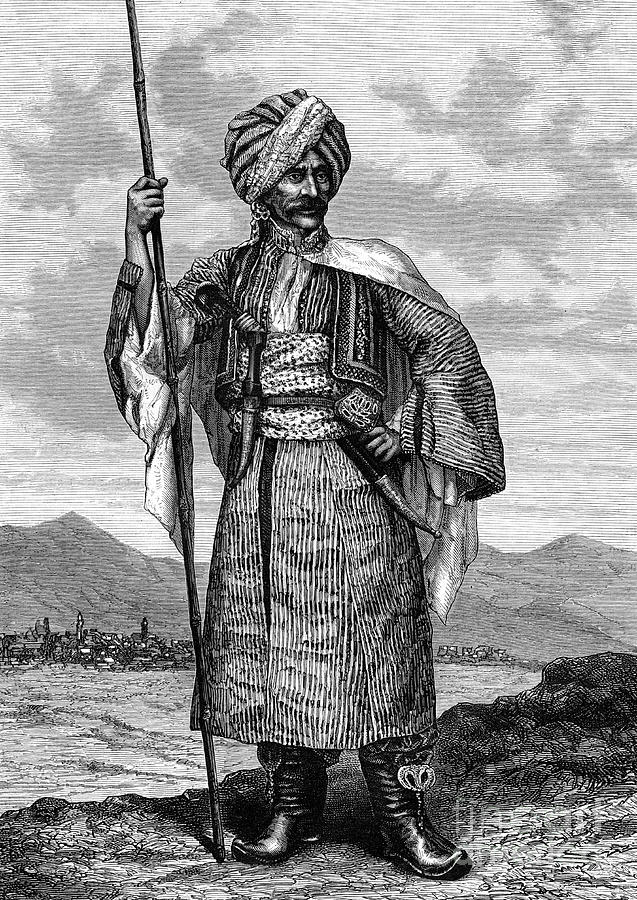 Kurdish Chief, 19th Century. Artist Drawing by Print Collector