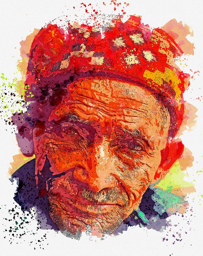 Kurdish man -  watercolor by Ahmet Asar Painting by Celestial Images