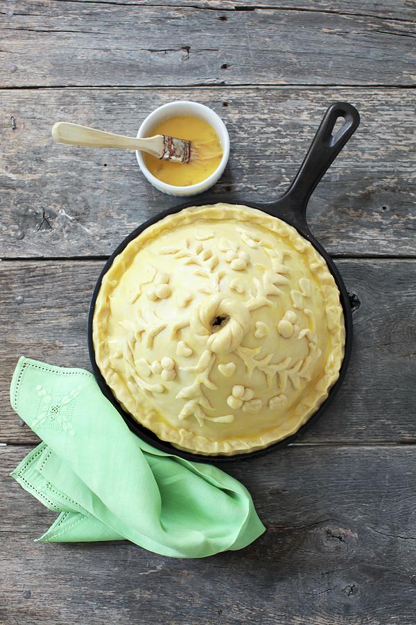 Kurnik chicken Pie With Mushrooms, Kasha And Eggs, Russia, Unbaked Photograph by Yelena Strokin