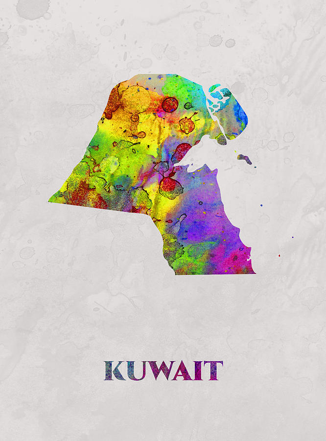 Kuwait Map Artist Singh Mixed Media By Artguru Official Maps 8171