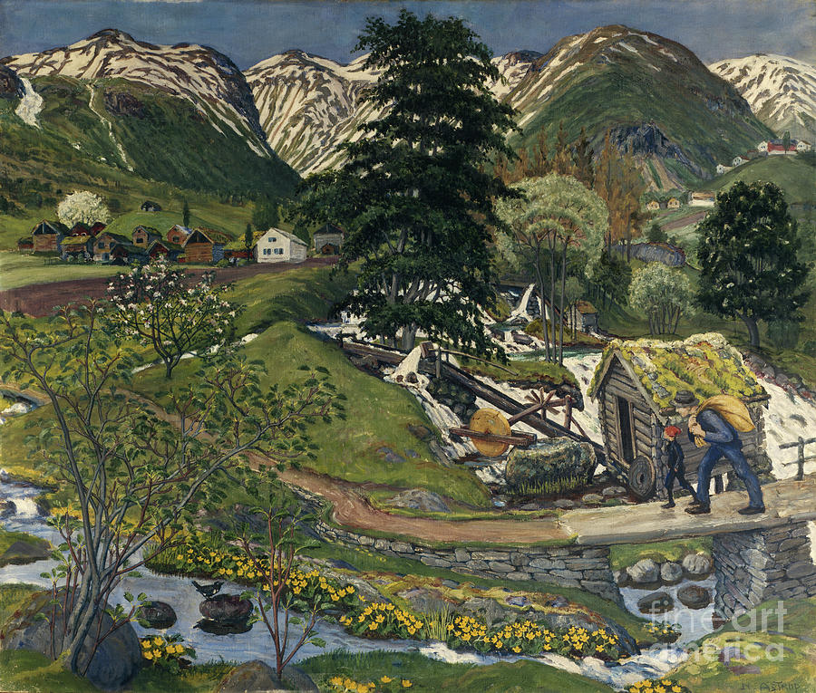 Kvennagong And Jolstertun Painting by Nikolai Astrup