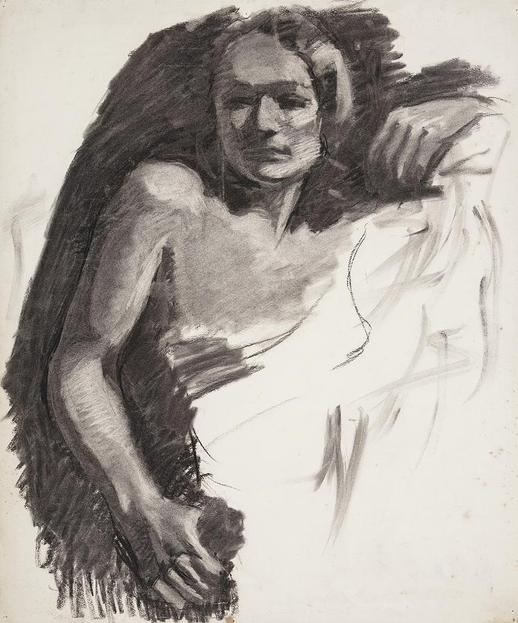 Kvindelig Model Drawing by Oluf Hartmann - Fine Art America