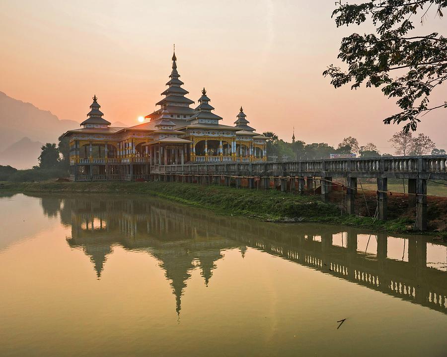 Kyauk Kalap Temple, Kayin, Myanmar Digital Art by Matt Williams-ellis