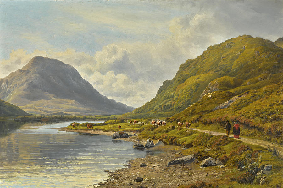 Kylemore Lake, Connemara Painting by Bartholomew Colles Watkins