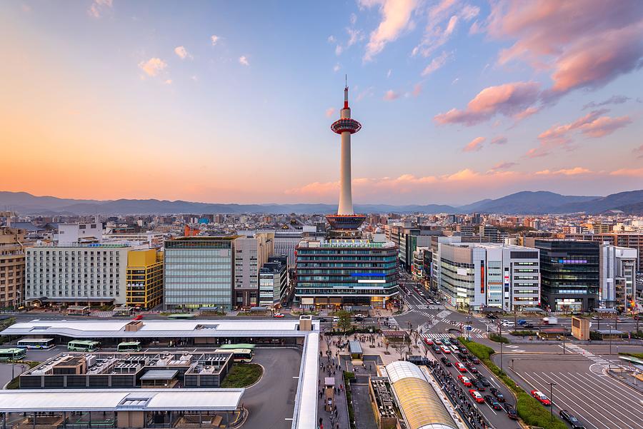 Sunset Photograph - Kyoto, Japan Cityscape At Kyoto Tower by Sean Pavone