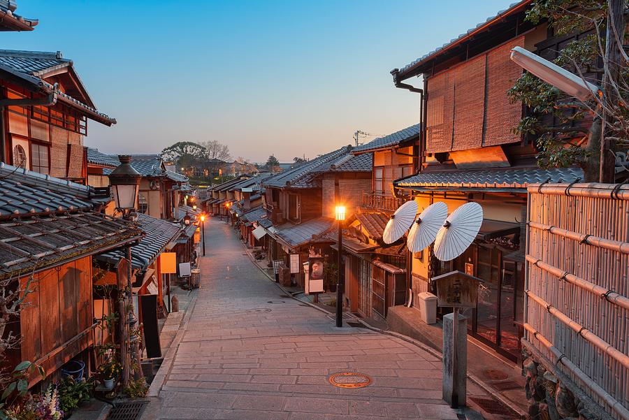 Architecture Photograph - Kyoto, Japan Old Town Streets by Sean Pavone