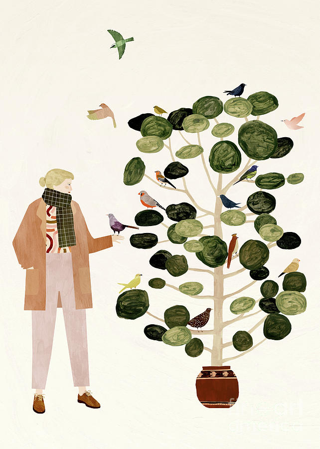 L arbre aux Oiseaux Painting by Lea Le Pivert