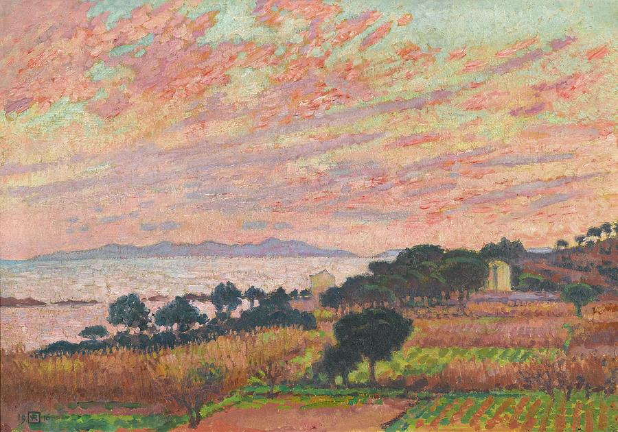 La Baie Au Soleil Couchant Painting by Theo Van Rysselberghe