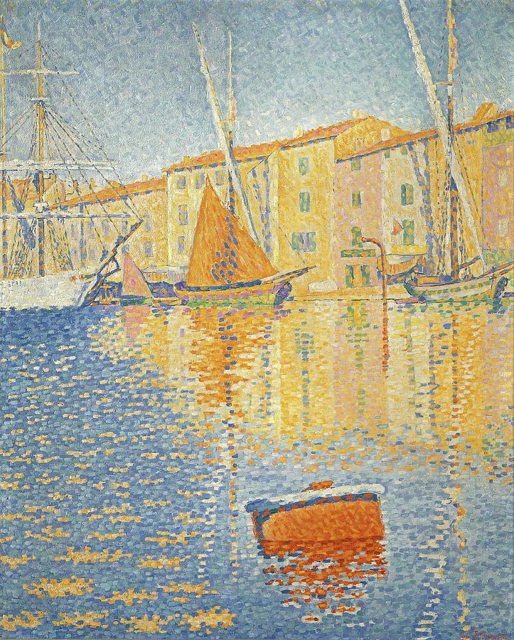 La boue rouge. The red buoy. St. Tropez 1895. Oil on canvas 81 x 65 cm R. F. 1957-12. Painting by Paul Signac -1863-1935- Georges Seurat -1859-1891-