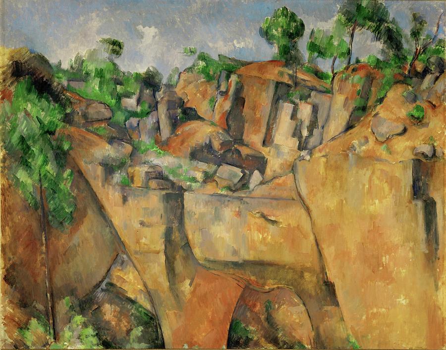 La Carriere de Bibemus-The quarry at Bibemus, Provence, France. Around 1895. Painting by Paul Cezanne -1839-1906-