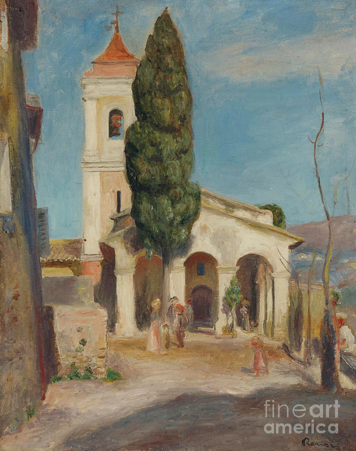 La Chapelle Notre-Dame de Protection au Haut-de-Cagnes, 1905 Painting by Pierre Auguste Renoir