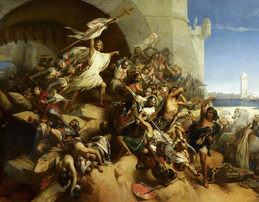 Knights Hospitaller Painting - La Defense De Lile De Rhodes Par Foulques De Villaret by Gustaf Wappers Knights Hospitaller Painting - La Defense De Lile De Rhodes Par Foulques De Villaret by Gustaf Wappers