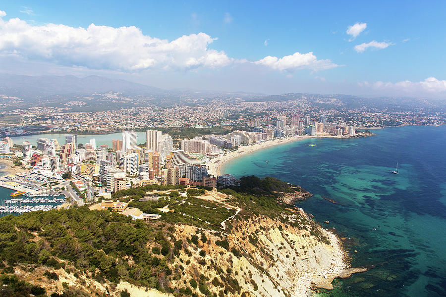 La Fossa beach Calp Spain from the famous rock landmark Photograph by ...