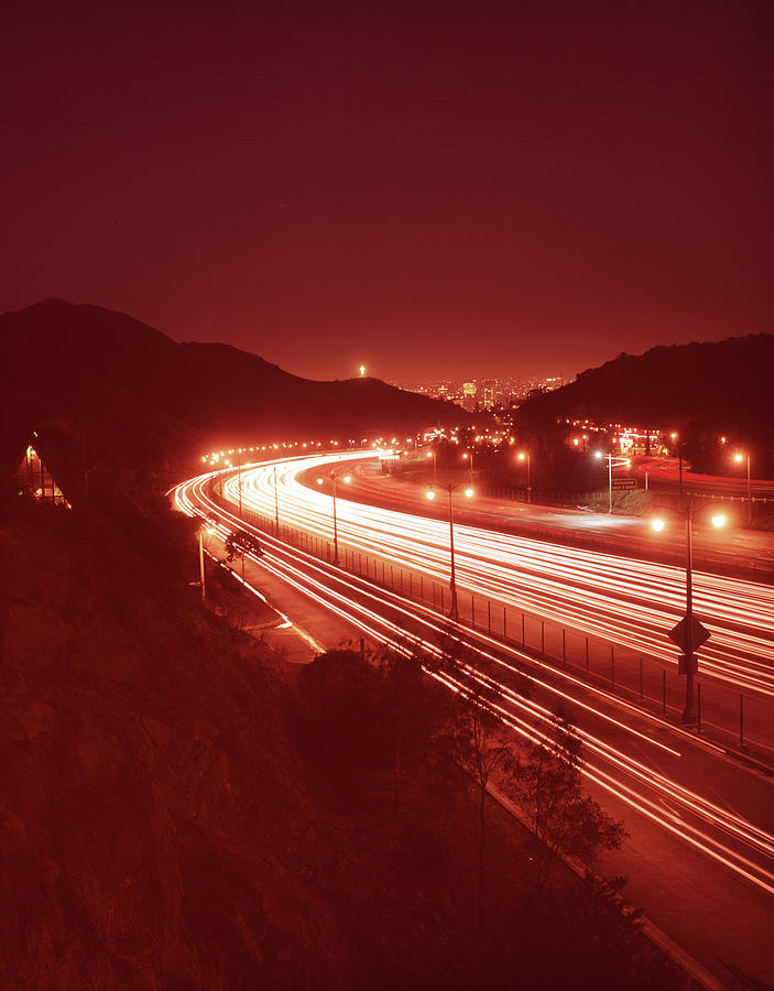 La Freeway At Night Photograph by Camerique