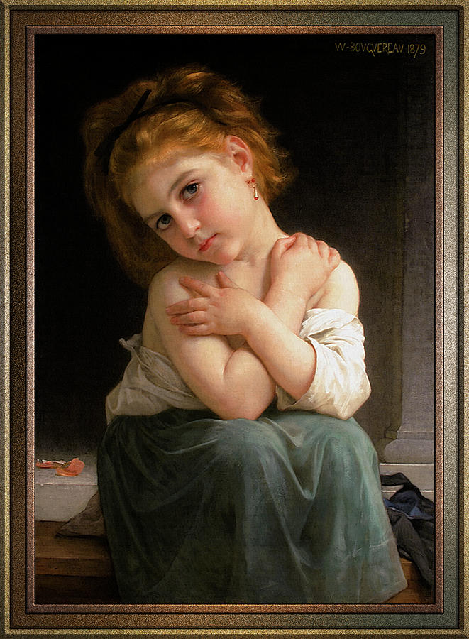 La Frileuse by William-Adolphe Bouguereau Old Masters Reproductions Painting by Rolando Burbon