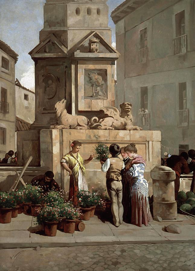 la Fuentecilla - 1895 - Oil On Canvas - I.n.35368 - 111x81 Cm. Painting by Angel Lizcano Monedero -1846-1929-