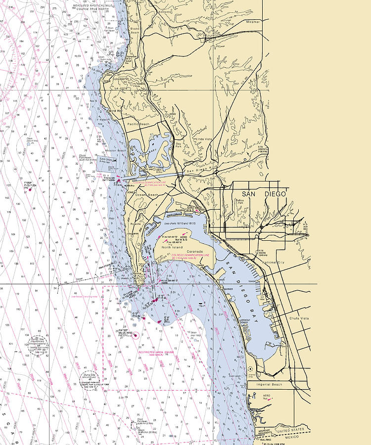 Lajolla california Nautical Chart _v6 Mixed Media by Sea Koast Pixels