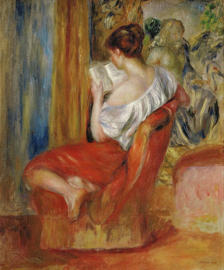 La liseuse-reading woman, around 1900. Oil on canvas, 56 x 46 cm. Painting by Pierre Auguste Renoir -1841-1919-