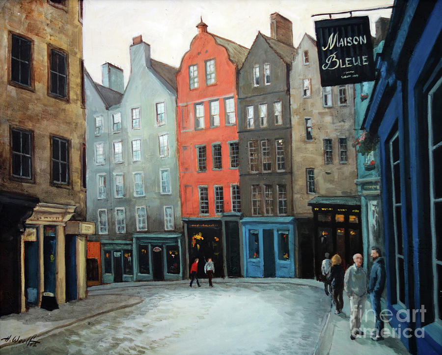 Edinburg Painting - La Maison Bleue, Edinburgh by Anatol Woolf