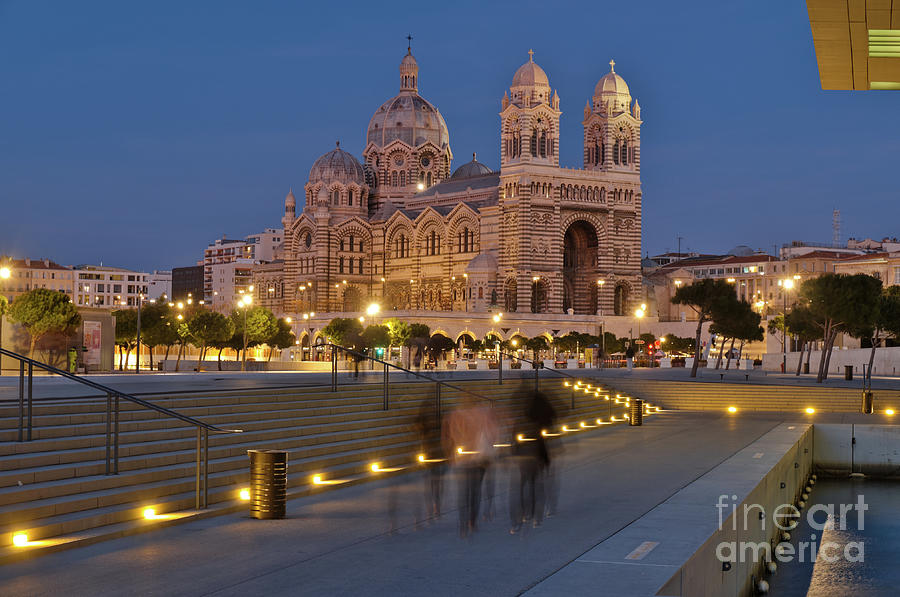 La Major Cathedral in Marseille at Night by Angelo DeVal La Major Cathedral in Marseille at Night by Angelo DeVal