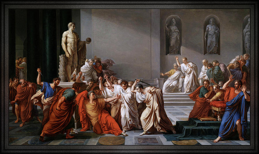 La morte di Cesare or The Assassination of Julius Caesar by Vincenzo Camuccini Painting by Rolando Burbon