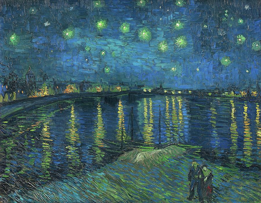 La nuit etoilee-Starry night, Arles 1888 Canvas R. F. 1975-19. Painting by Vincent van Gogh -1853-1890-