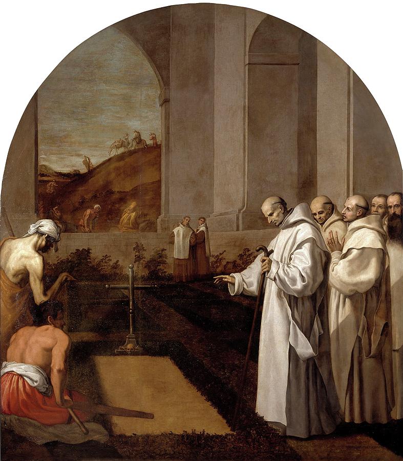 La observancia cartujana mas alla de la muerte, 1632, Spanish School, Canvas... Painting by Vincenzo Carducci -c 1576-1638-