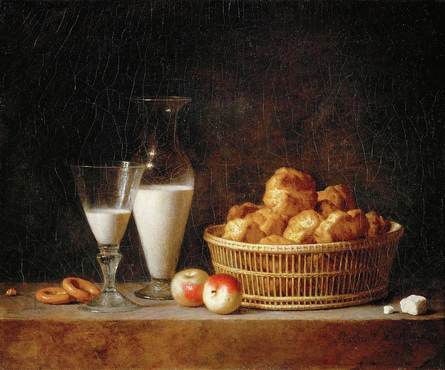 La petite collation. Still-life with a carafe of barley wine. Canvas, 37.5 x 46 cm R.F. 1979-1. Painting by Henri-Horace Delaporte