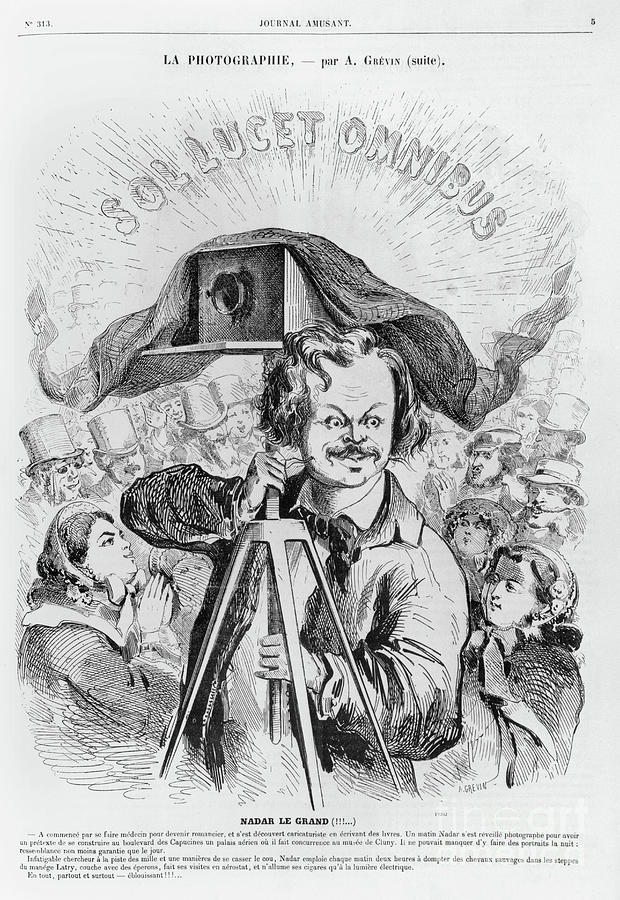 La Photographie, Nadar, Caricature From Le Journal Amusant, 1861 Engraving Drawing by Alfred Grevin