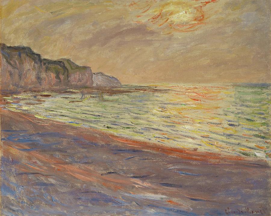 La plage a Pourville, soleil couchant -Beach at Pourville, sunset- Oil on canvas, 1882  60 x 73 cm. Painting by Claude Monet -1840-1926-