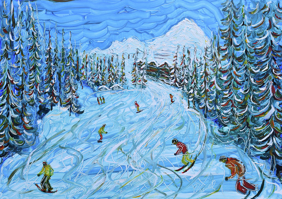 La Plagne Ski Print Painting by Pete Caswell