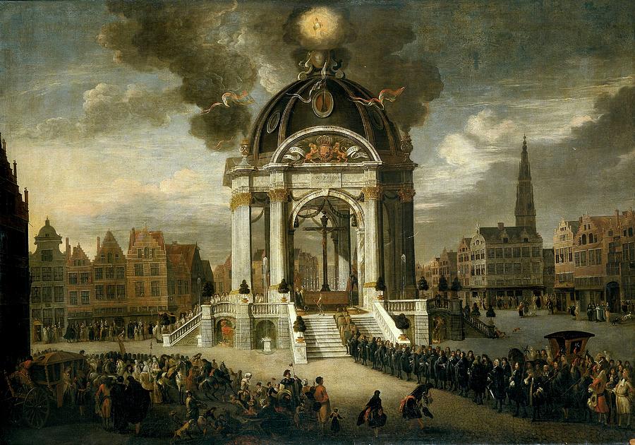 La procesion de Cristo Redentor en Amberes, 27 de agosto de 1685., 168... Painting by Hendrik van Minderhout -1632-1696-