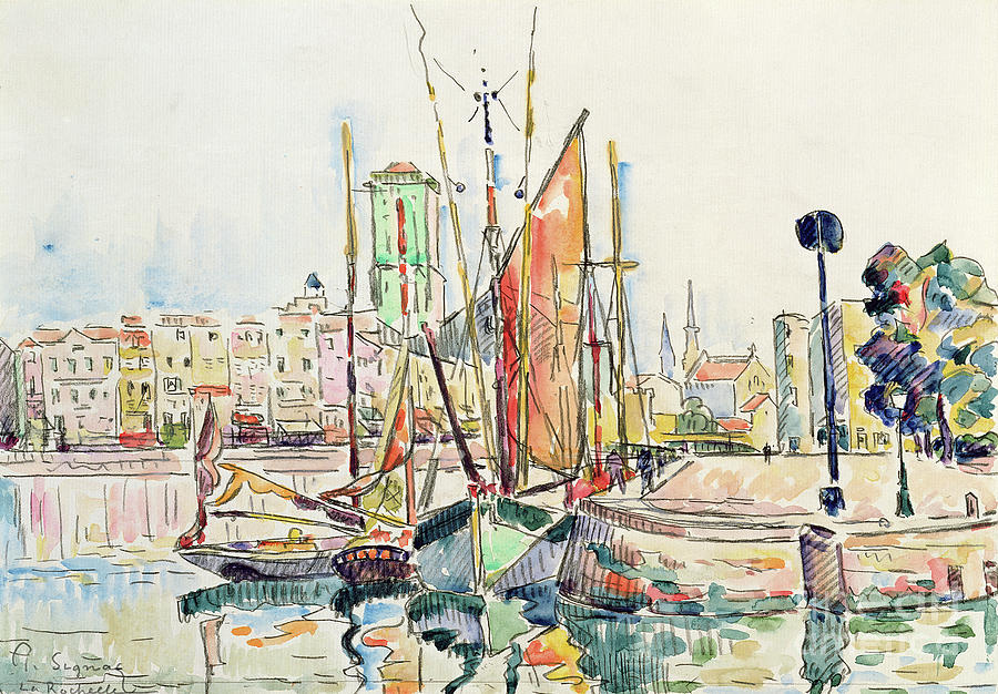 La Rochelle Boats and Houses Painting by Paul Signac