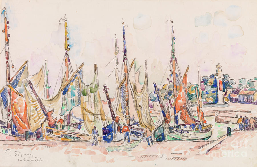 La Rochelle: Boats Painting by Paul Signac