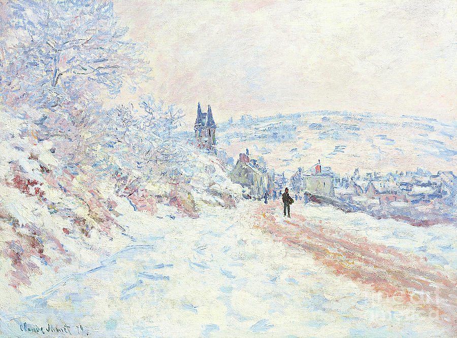 La route de Vetheuil, effet de neige, 1879 Painting by Claude Monet