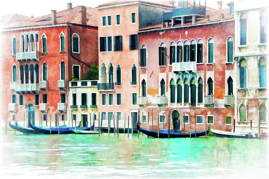 La Serenissima, Grand Canal in Venice Italy watercolor Painting by Delphimages Photo Creations