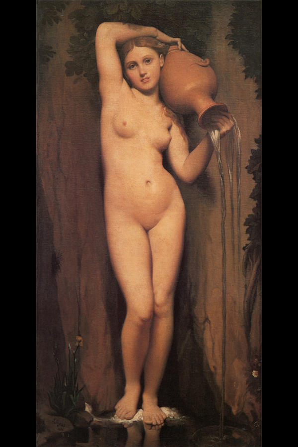 La Source; Nude with Pitcher Painting by Jean-Auguste-Dominique Ingres