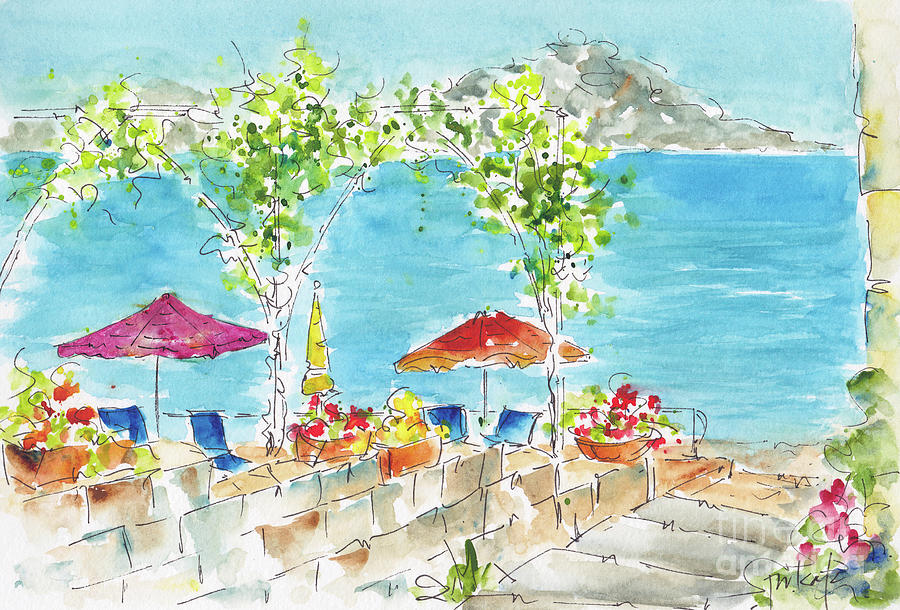 La Tonnarella Private Beach Sorrento Italy Painting by Pat Katz