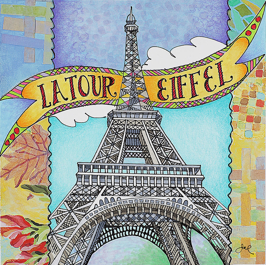 La Tour Eiffel Drawing by Janice A Larson